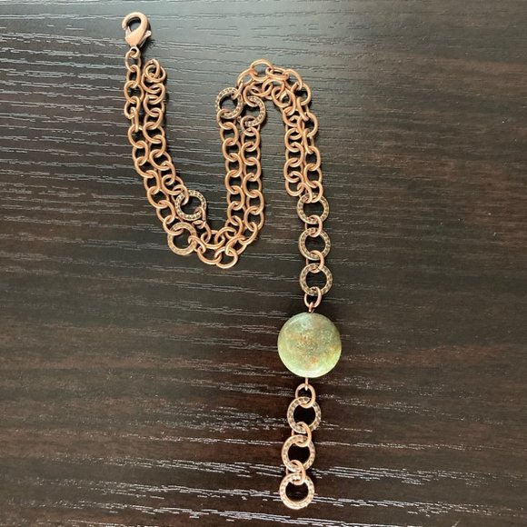 Vintage Y Necklace w/Green Jasper - Picture 4 of 5